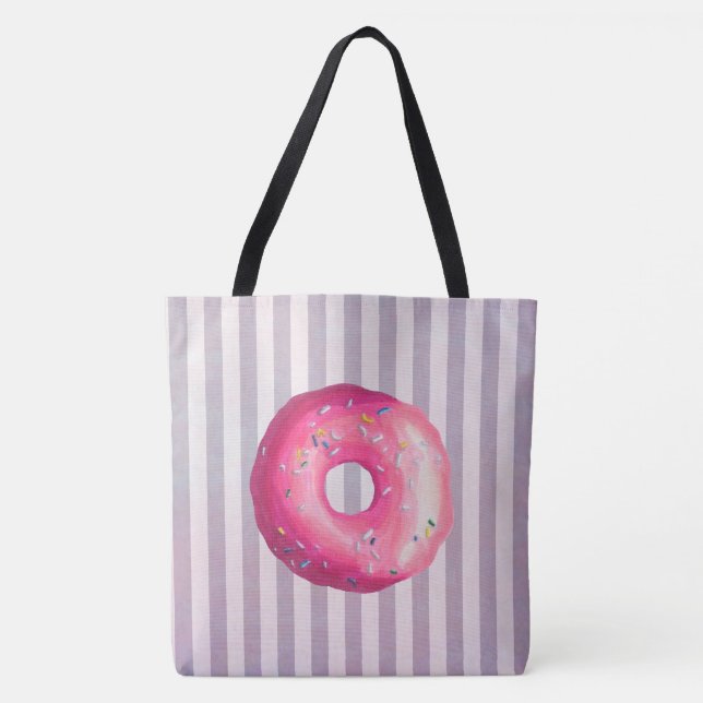 Tote Bag Donut With Pink Frosting And Sprinkles (Devant)