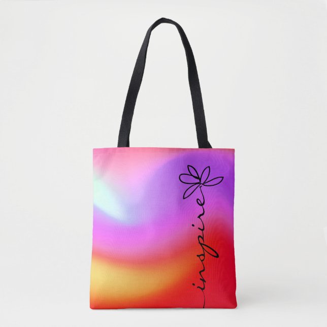 Tote Bag doodle art marguerite avec mot "inspirer" (Devant)