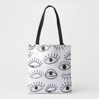 Tote Bag Doodle eye, motif sans soudure.