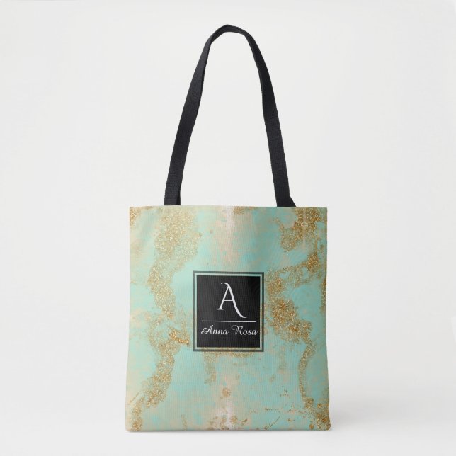 Tote Bag D'or minable de turquoise de *~* de parties (Devant)