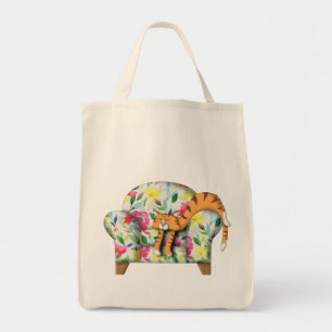 Tote Bag Dormir sur une chaise à fleurs