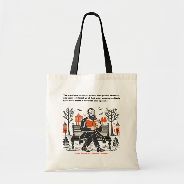 Tote Bag Dostoïevski lire un livre Design (Devant)