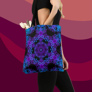 Tote Bag Dot Mandala Flower bleu et violet