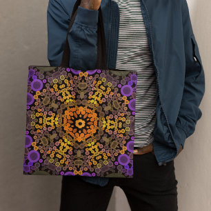 Tote Bag Dot Mandala Flower Jaune et violet