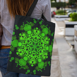 Tote Bag Dot Mandala Flower vert et noir