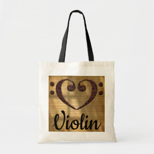 Tote Bag Double Basse Clef Coeur Violon
