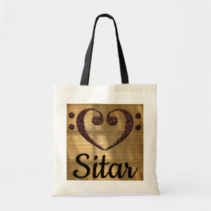 Tote Bag Double Basse Clef Heart Sitar