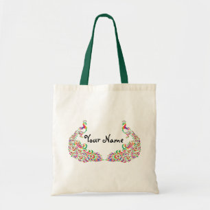 Tote Bag Double paon d'arc-en-ciel