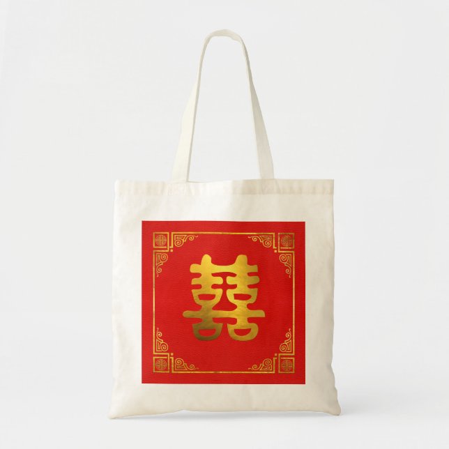 Tote Bag Double symbole de Feng Shui de bonheur (Devant)