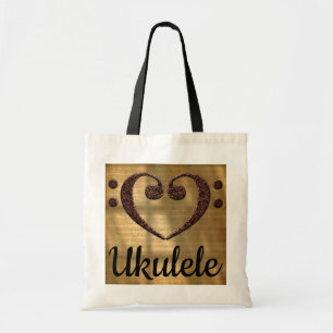 Tote Bag Double ukulélé de coeur de clef basse