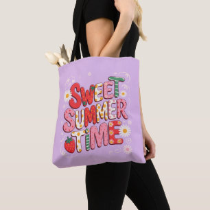 Tote Bag Douce Coquette Été Temps Fraise Rétro Plage 