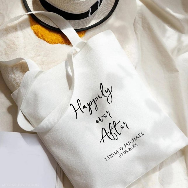 Tote Bag douche nuptiale, marié, heureux toujours après, (Créateur téléchargé)