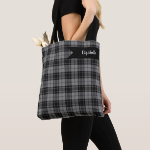 Tote Bag Douglas Grey Taraid Plaid Black Grey