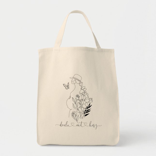 Tote Bag Doula mit Herz Tragetasche (Vorne)