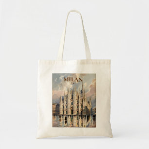Tote Bag Douomo de Milan personnalisé à l'aquarelle vintage