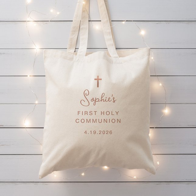 Tote Bag Doux et simple | Rose Gold Première Communion sain (Créateur téléchargé)