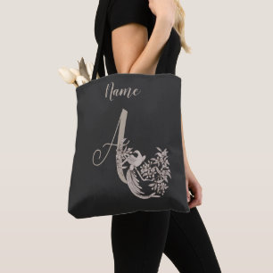 Tote Bag Dove Elegant Monogramme Initiale A Personnalisé