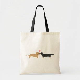 Tote Bag Doxie Smooch avec coeur Caricature pour chiens W
