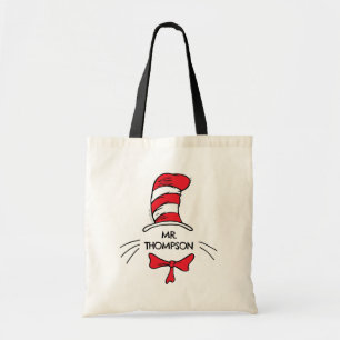 Tote Bag Dr Seuss   Chat dans le Casquette Nom de l'enseign