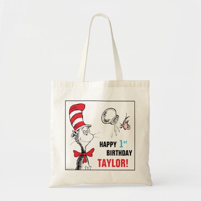 Tote Bag Dr. Seuss | Chat dans le Chapeau Anniversaire (Devant)