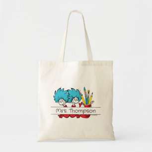 Tote Bag Dr Seuss   Chose une chose deux nom de l'enseignan