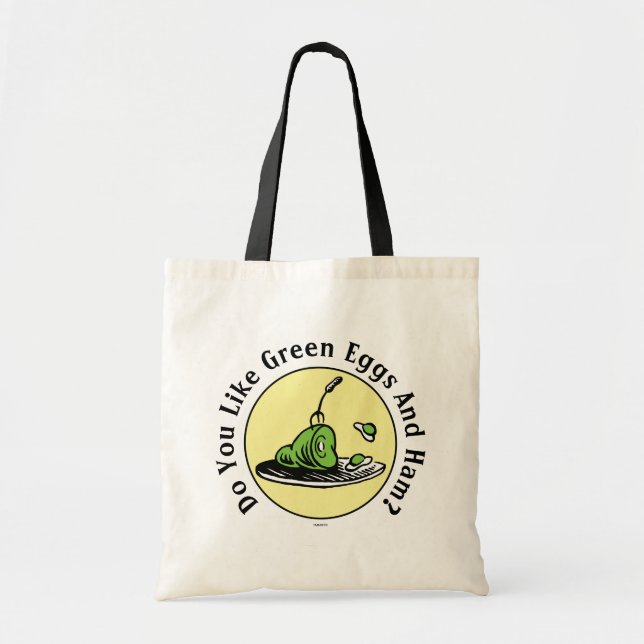 Tote Bag Dr Seuss | Oeufs verts et icône de jambon (Devant)