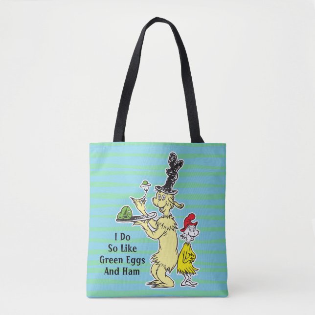 Tote Bag Dr Seuss| Oeufs verts et jambon| Ami et Sam-I-Am (Devant)