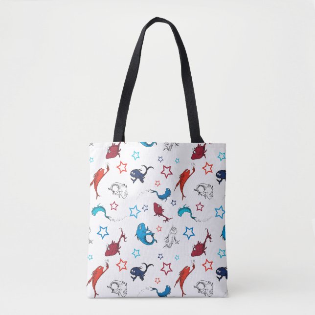 Tote Bag Dr. Seuss | Un Poisson Deux Poissons Motif Étoile (Devant)