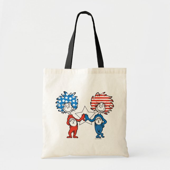 Tote Bag Dr Seuss | Une chose Deux graphiques patriotiques (Devant)