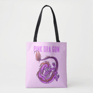 Tote Bag Dra Gon - Style de bande dessinée de dragon rose
