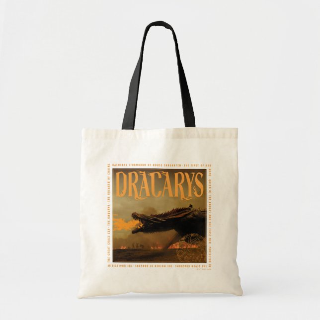 Tote Bag "Dracarys" Drogon Breathing Fire Graphic (Devant)