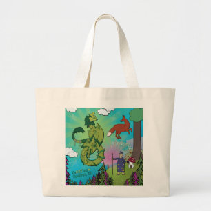 Tote Bag - Drachen im Wald Jumbo Stoffbeutel