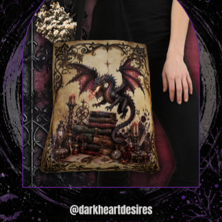Tote Bag Dragon avec pile de livres