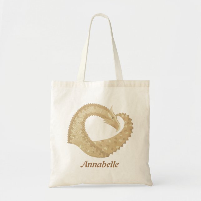 Tote Bag Dragon de coeur de grès sur blanc (Devant)