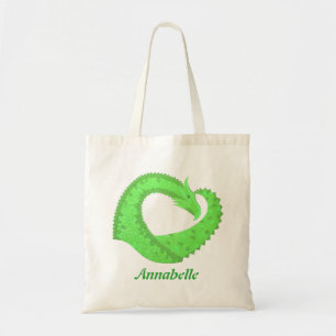Tote Bag Dragon de coeur vert citron blanc