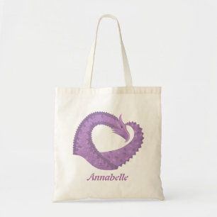 Tote Bag Dragon de coeur violet de lavande blanc