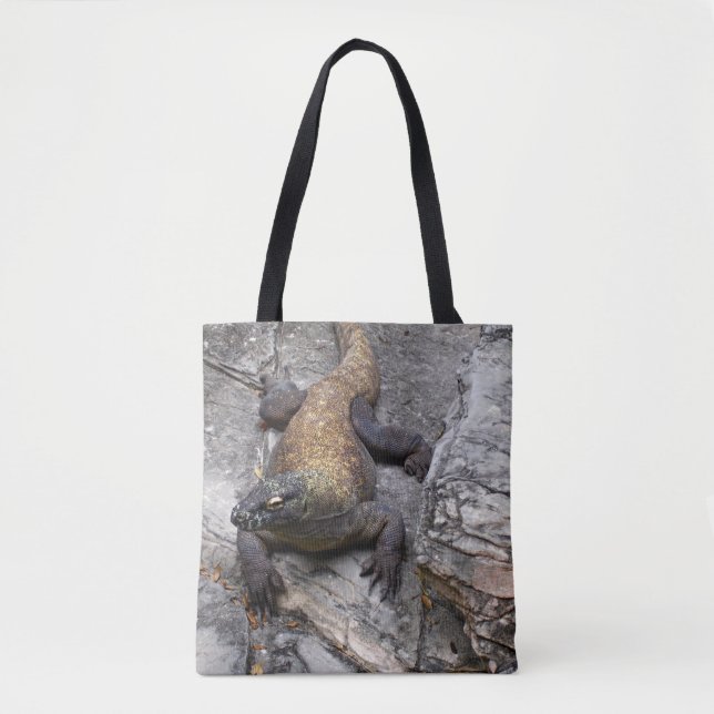 Tote Bag Dragon de Komodo sur des rochers ensoleillés (Devant)