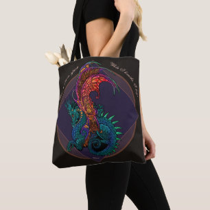 Tote Bag Dragon de style Art Nouveau avec devise latine