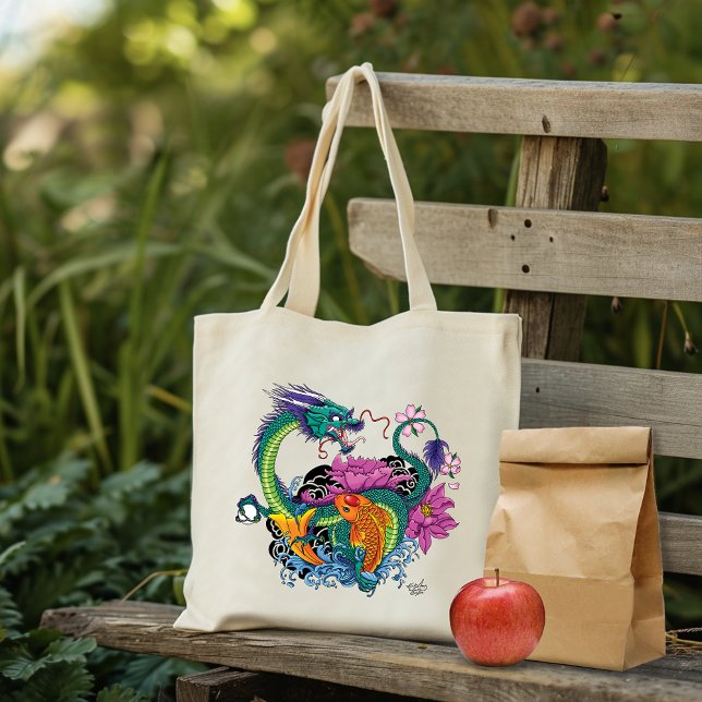 Tote Bag Dragon d'eau chinois Poisson Koi (Créateur téléchargé)