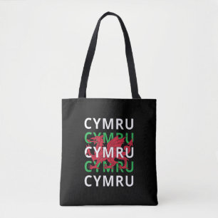 Tote Bag Dragon gallois rouge Cymru Texte répétitif Racines