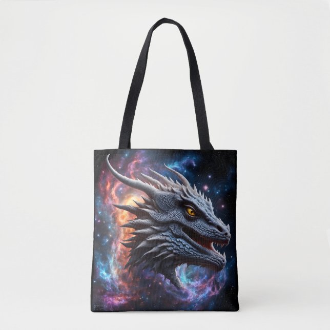 Tote Bag Dragon gris aux étoiles (Devant)