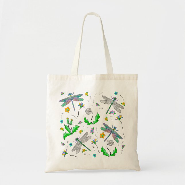 Tote Bag Dragonlies et Dandelions (Devant)