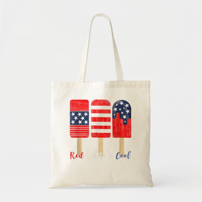 Tote Bag Drapeau 4 juillet rouge blanc et Cool américain (Devant)