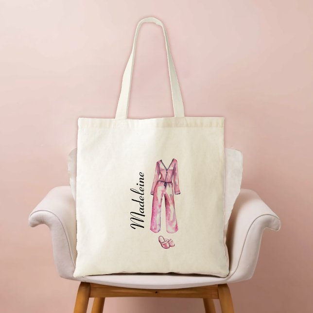 Tote Bag Drapeau adulte PJ Pajama Party Bridesmaid Cadeau (bridesmaid gift bachelorette bridal pj pajama slumber sleepover lingerie party watercolor elegant)