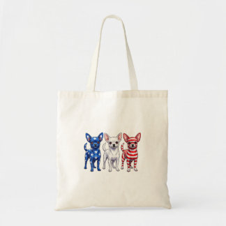 Tote Bag Drapeau américain Chihuahua pour femmes 4 juillet