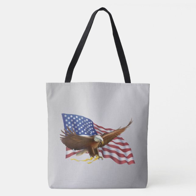 Tote Bag Drapeau américain et argent d'aigle (Devant)
