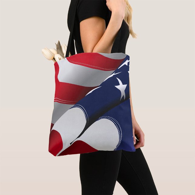 Tote Bag Drapeau américain patriotique Design étoiles et ra (Créateur téléchargé)