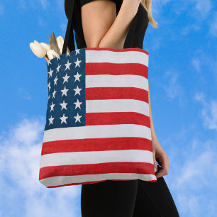 Tote Bag Drapeau américain patriotique vintage, Quatre juil