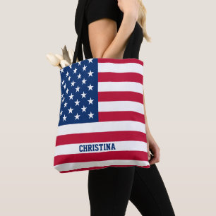 Tote Bag Drapeau américain personnalisé Stars et bandes