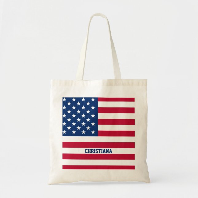 Tote Bag Drapeau américain personnalisé Stars et bandes (Devant)